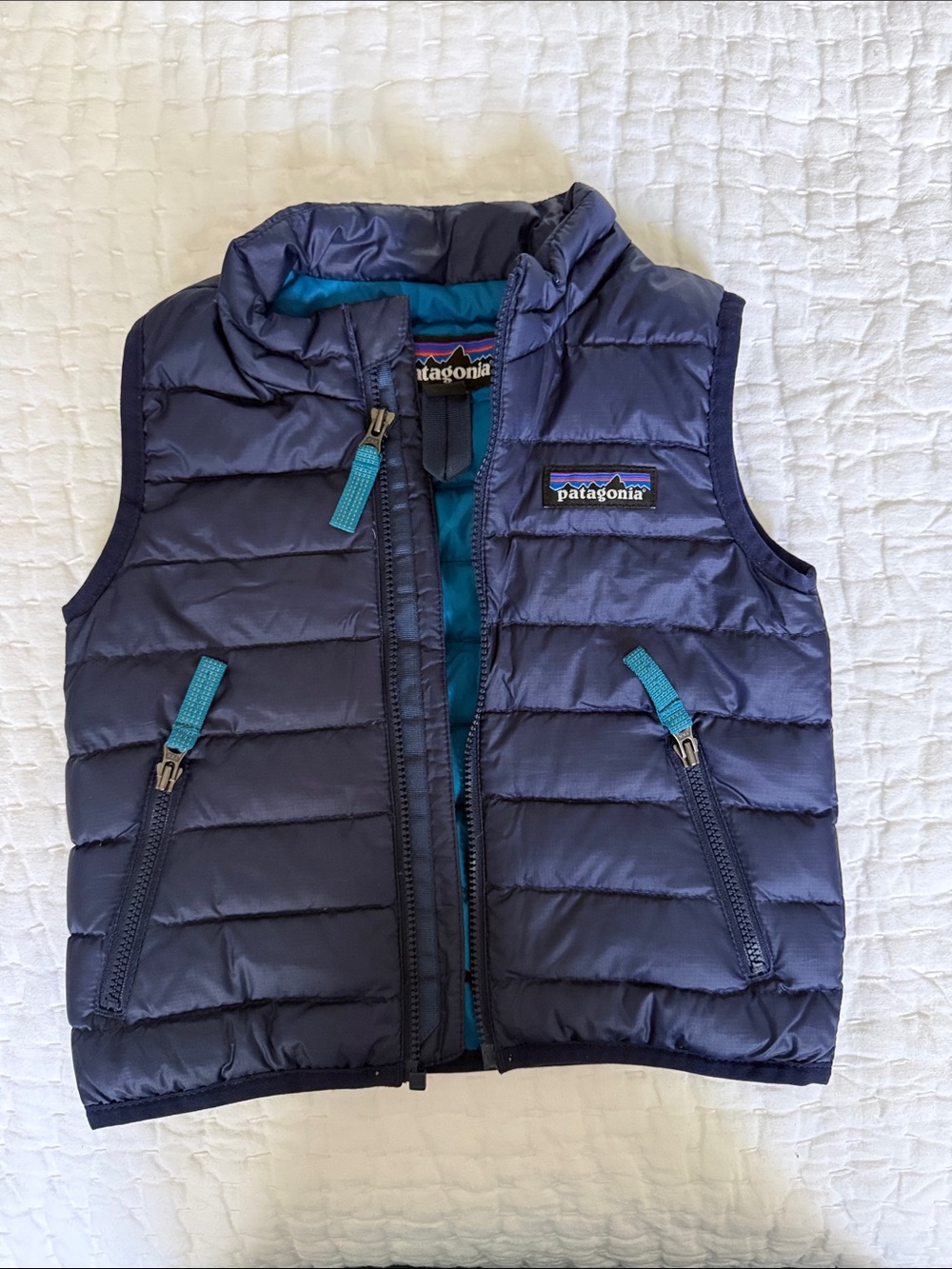 Patagonia Navy Vest with Teal Accents